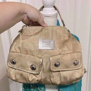 COACH POPPY STORYPATCH POP SWING BAG/ SHOULDER BAG GOLD #15304